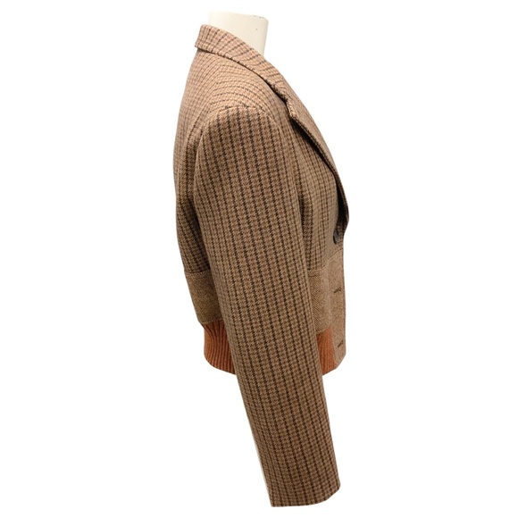CHLOE COCONUT BROWN HOUNDSTOOTH AND TWEED JACKET - Picture 2 of 5